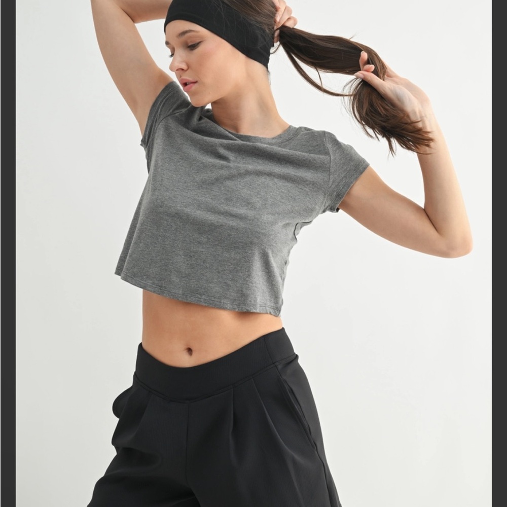 New Mono B Essential Short Sleeve Tee in Heathered Gray Sz 3X